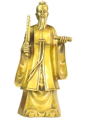 黄铜姜太公摆件姜太公钓鱼站像姜子牙神像铜像