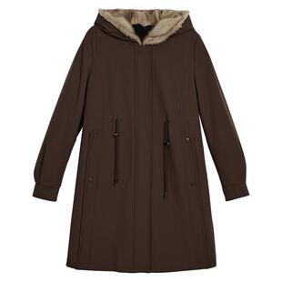 YINER音儿专选女装冬季中长款抽绳收腰水貂毛连帽派克服皮草