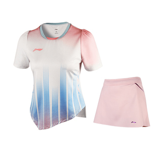 2026李宁新款羽毛球服套装女运动服速干短袖T恤百褶裙A字裙防走光