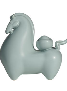 汝窑马上有钱摆件高级感