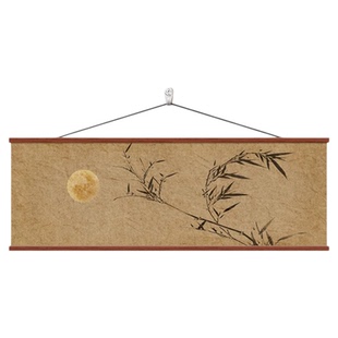 新中式客厅禅意竹子装饰画茶室书房背景墙横版挂画酒店民宿床头画