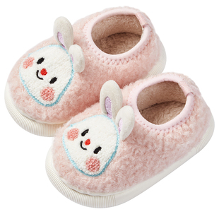兔子女童拖鞋冬季家居室内地板鞋女宝宝儿童棉拖鞋包跟可爱毛棉鞋