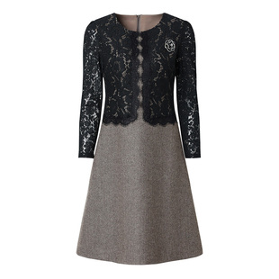 海青蓝 秋冬连衣裙女新款轻奢高级感蕾丝2025年新款女装中长款裙