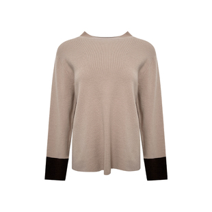 NAZ那子大码冬装安迪绒袖口撞色拼接打底衫胖mm堆堆领显瘦针织衫