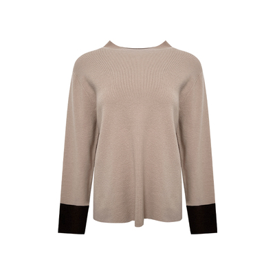 NAZ那子大码冬装安迪绒袖口撞色拼接打底衫胖mm堆堆领显瘦针织衫