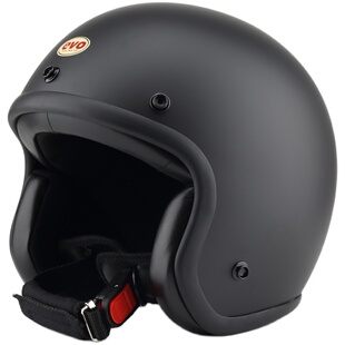 台湾EVO精装黑边纯色复古安全帽摩托车成人头盔卡通男女保暖3/4盔