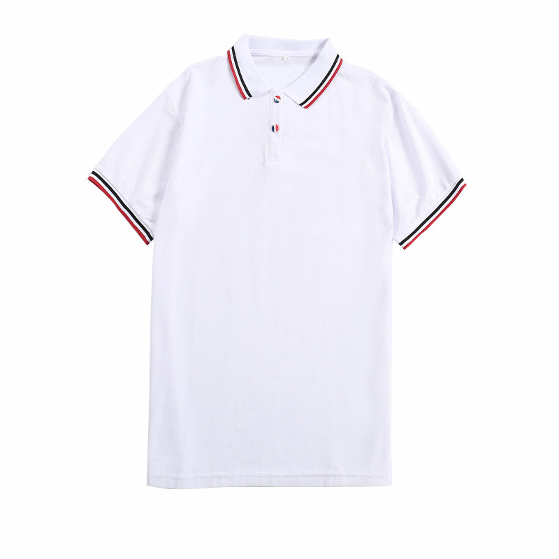 高中上衣短袖藏蓝领白色T恤校服