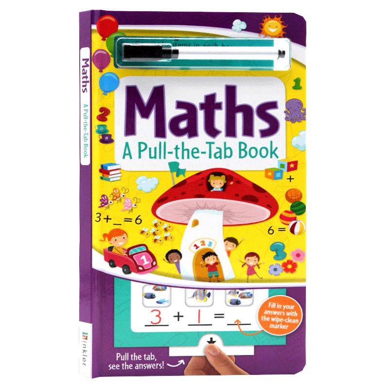 数学Math英文原版绘本A Pull-the-Tab Book带擦擦笔 可重复擦写 儿童启蒙纸板数学学习 寓教于乐