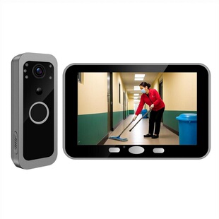 智能门铃家用无线可视门铃带显示屏手机远程监控摄像头免打孔入户