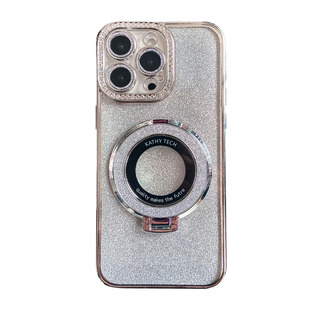 闪粉磁吸支架适用苹果17ProMax手机壳新款iPhone15pro高级感女水钻15pm带镜头膜14全包防摔13奢华渐变网红潮X