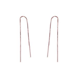 925银玫瑰金耳线一字流苏耳钉