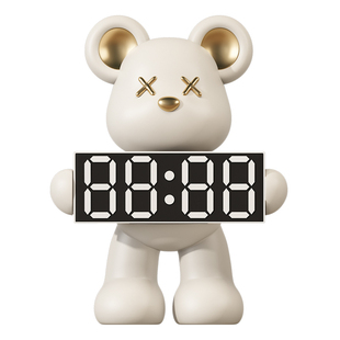 暴力熊电子时钟桌面客厅创意摆件卧室床头柜夜光台式数字显示闹钟