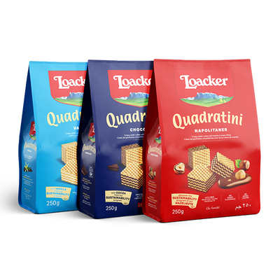 Loacker莱家进口威化饼干休闲下午茶点心巧克力榛子夹心小零食3袋