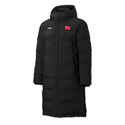 李宁国旗长款羽绒服男款过膝外套