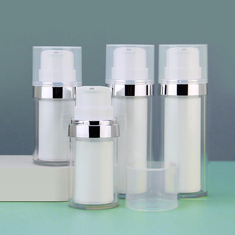 15ml30ml镀银可替换真空瓶乳液分装瓶 便携装喷雾瓶 PP乳液真空瓶