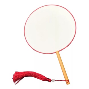 工笔手绘DIY真丝绫娟空白团扇国画刺绣纯白色书法宫扇 古装圆扇子