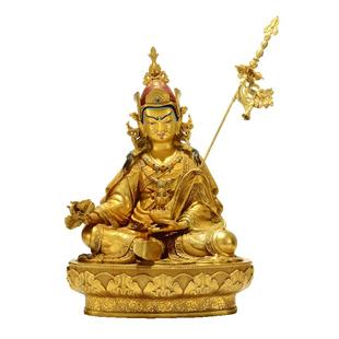 欧斯特全鎏金《莲花生大士》室内家用《莲花生大师》桌面铜像摆件