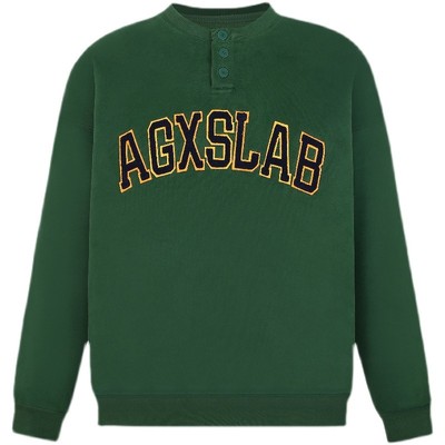 喜士潮社半纽扣logo毛巾绣卫衣