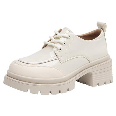 大东官方白色小皮鞋女2025新款秋冬软底不累脚女鞋法式厚底乐福鞋