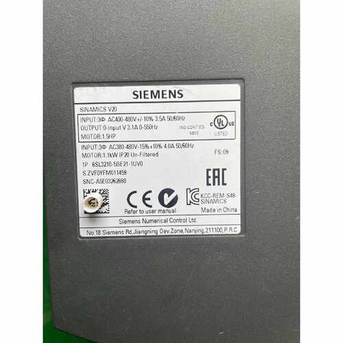 议价西门子V20变频器6SL32105BE211UV0维修