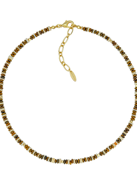 LAZY CIRCLES宝石贝壳项链女虎眼石贝壳串珠素链美拉德配色锁骨链