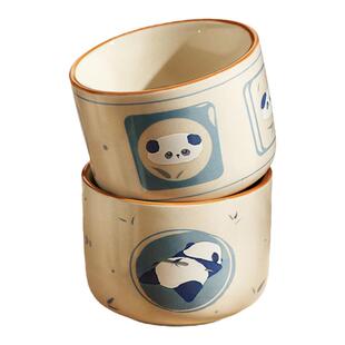 墨色熊猫陶瓷小茶杯主人喝茶杯子品茗杯一人一杯茶碗功夫茶具套装