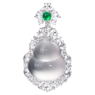 VISING珠宝天然石英质玉水沫子水沫玉白冰葫芦吊坠拆卸后盖两戴款