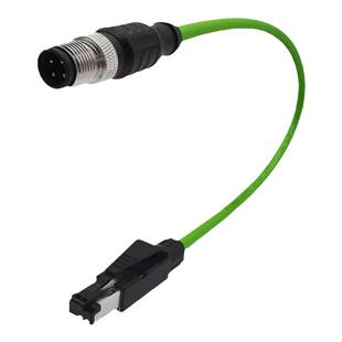 M12转RJ45以太网线D型编码四针八针profinet总线A X型Dm12连接器