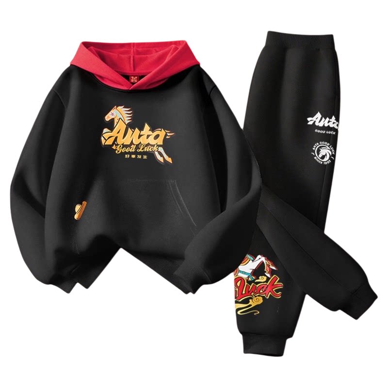安踏男童运动服卫衣长裤套装