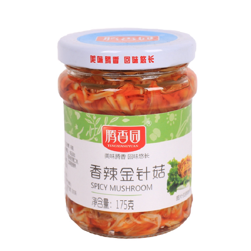红油香辣腾香园金针菇瓶装咸菜下饭菜网红零食休闲食品拌饭拌面
