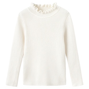 森马儿童毛衫冬装新纯色百搭打底上衣甜美荷叶边内搭女童秋冬毛衣