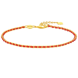 潮宏基至简足金新年骐骥红绳手链黄金手绳手饰送女友生日礼物计价