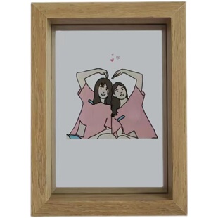 照片手绘定制透明相框情侣diy生日结婚纪念日摆件教师节毕业礼物