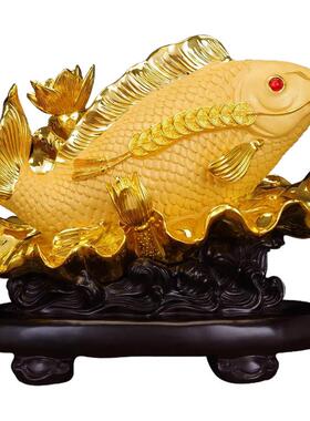 招财进宝金龙鱼新中式客厅装饰品