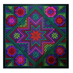 瑶族八角花刺绣品机绣十字绣花片民族风装饰DIY绣布贴花补丁辅料