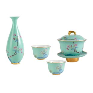 高淳陶瓷春华中式茶备宫廷国潮骨瓷茶具套装茶杯功夫茶具套装礼盒