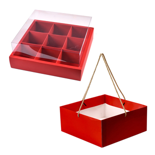 九宫格月饼包装盒糕点甜品杯子蛋糕礼品盒红色46粒花酥蛋黄酥盒子
