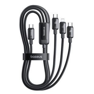 BASEUS 60W 3 in 1 USB C to Type C Cable三合一快充数据线适用于iPhone17 16华为安卓多功能车载USB-C充电
