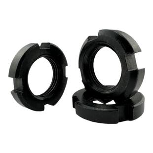 国标发黑圆螺母GB810止退开槽螺帽四槽M10M12M14M16M18M20M22-240