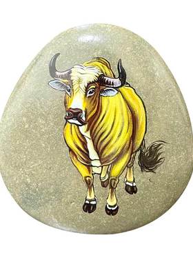 石头摆件中式书房手绘