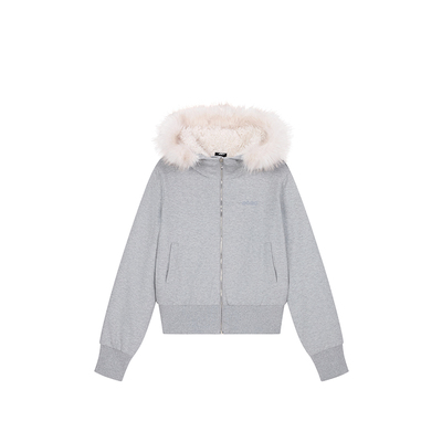 【Achock官方店】短款羊羔绒内衬连帽外套秋冬保暖加厚修身卫衣女