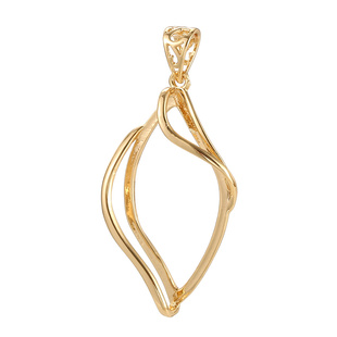 棱形日韩吊坠空托男女18K黄金项坠空托配件 镶嵌绿松石蜜蜡吊坠托