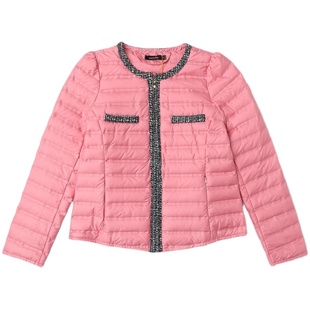 小香风轻薄羽绒服女短款2025秋冬低圆领白鸭绒保暖修身小外套