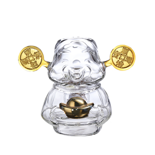 晶焱财神玻璃公道杯茶宠送礼耐高温新款2025高硼硅高颜值国风茶具