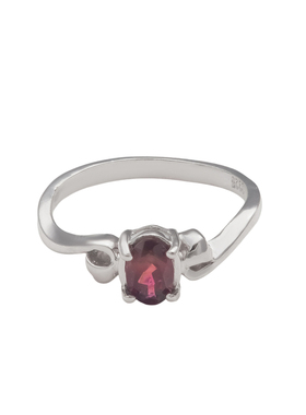 红水晶宝石925纯银ol女秀气戒指
