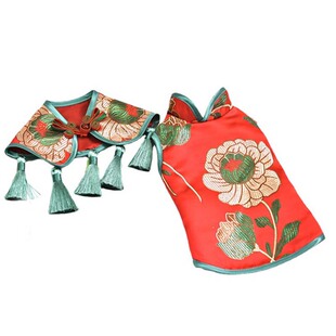 春夏款宠物衣服中式猫咪狗狗云肩旗袍裙子过年装新年衣服薄款喜庆