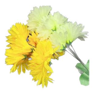 清明节水晶菊花绢花仿真假花装饰摆件花束七头花高档大菊花