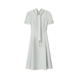 【桑蚕丝】Scofield女装短袖收腰连衣裙可拆卸飘带2026夏季新品