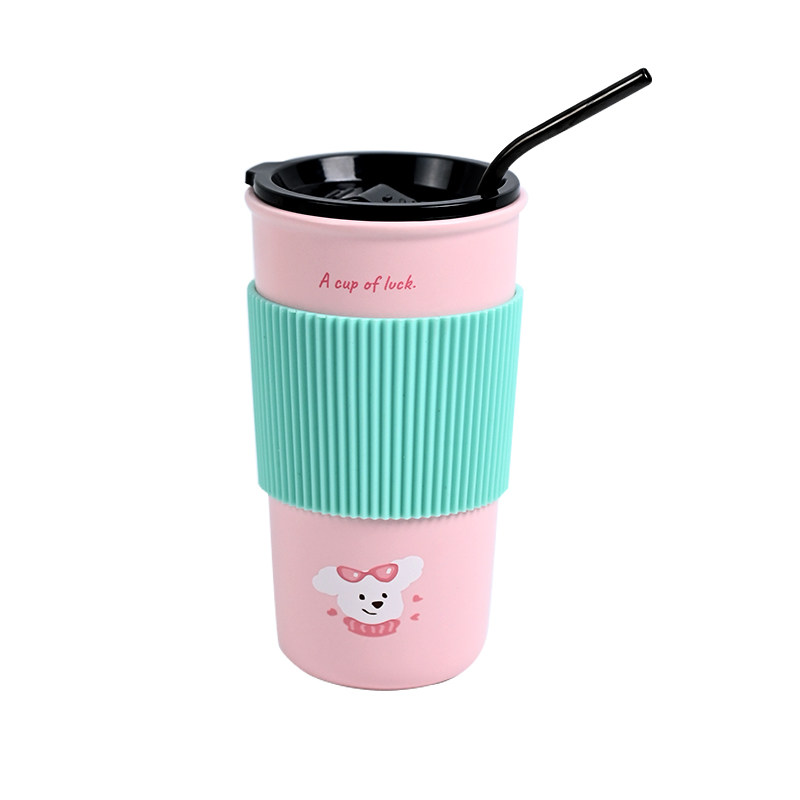 锦晖陶瓷吸管杯大容量水杯