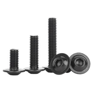 固万基黑色304不锈钢圆头内六角带垫螺丝GB70.4法兰螺钉螺栓M3M10